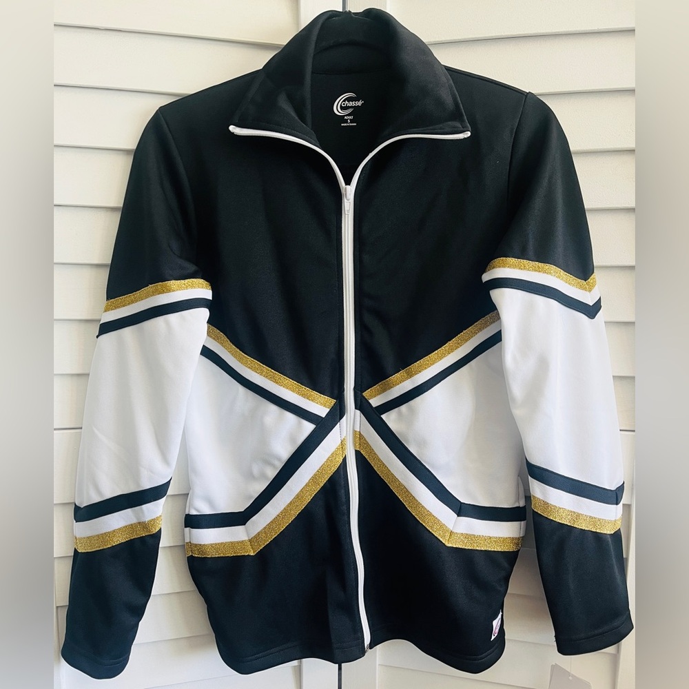 Chasse Double Knit Crossover Jacket Black, White & Metallic Gold Adult XS NWT